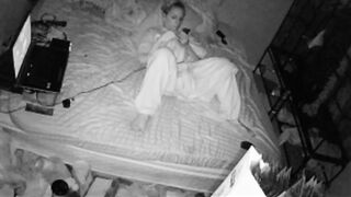 Caught on Hidden Cam! Naughty Mom Masturbates to Orgasm at Night, While the Family Sleeps