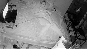 Caught on Hidden Cam! Naughty Mom Masturbates to Orgasm at Night, While the Family Sleeps