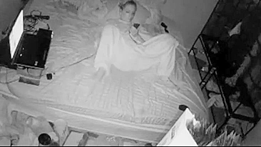 Caught on Hidden Cam! Naughty Mom Masturbates to Orgasm at Night, While the Family Sleeps