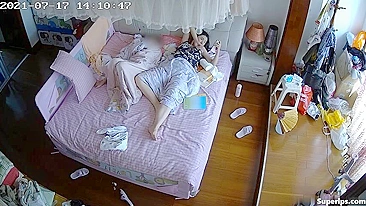 Naughty Korean Girl Charmingly Masturbates Watching Porn, Hidden IPCAM