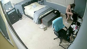 Spy cam in my older sister's room finally caught how she nearly naked having fun