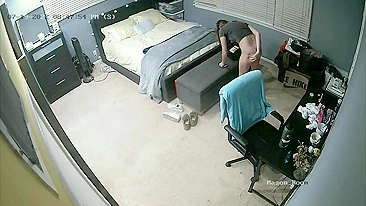 Spy cam in my older sister's room finally caught how she nearly naked having fun