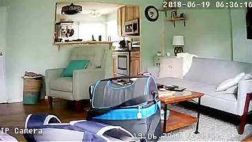 Nude Mom Teases Her Clitor  Until Orgasm On Couch,  Caught On Hidden IP Camera