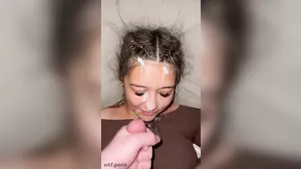 Morning! Sweet sister gets facial after oral sex