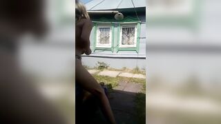 Siblings from Russia enjoying hardcore incest action in the backyard