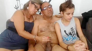 Daughter and her parents in a taboo movie with lots of handjobs in HQ