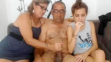 Daughter and her parents in a taboo movie with lots of handjobs in HQ