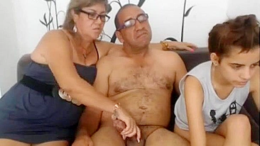 Daughter and her parents in a taboo movie with lots of handjobs in HQ