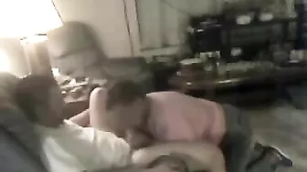 Brunette babe is going to put her lips on that dick to get the guy off