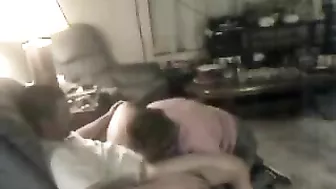 Brunette babe is going to put her lips on that dick to get the guy off