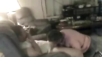 Brunette babe is going to put her lips on that dick to get the guy off