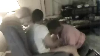 Brunette babe is going to put her lips on that dick to get the guy off