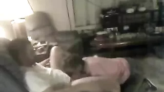 Brunette babe is going to put her lips on that dick to get the guy off