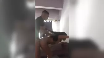 Brother bangs this sister from behind and there is hair pulling as well