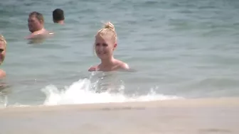 Sister vacation teasing with lots of amazing topless shots on the beach