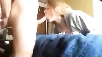 Blonde sister is ready to get slammed by her bro because she is a true hoe