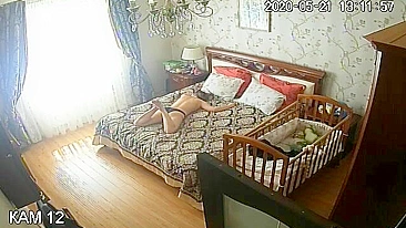 IP cam incest fuck with a really horny chick that enjoys daddy's dick