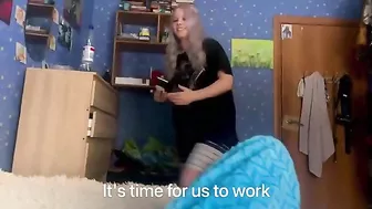 With his firm cock in her hands, this sister is pretty damn happy