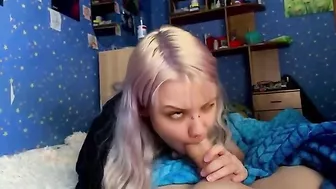 With his firm cock in her hands, this sister is pretty damn happy