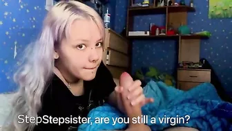 With his firm cock in her hands, this sister is pretty damn happy With his firm cock in her hands, this sister is pretty damn happy