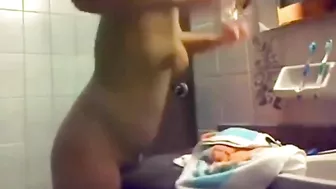 Brunette incest sister is going to get humped in the bathroom big time