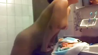 Brunette incest sister is going to get humped in the bathroom big time