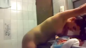 Brunette incest sister is going to get humped in the bathroom big time