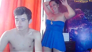 Horny mommy with a natural body is going to get off in a taboo scene