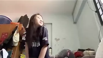 Asian sister with a tight hole is ready to get herself right off with him