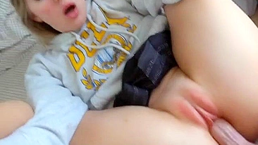 Teen's pin little pussy is going to get filled with jizz by a hot daddy