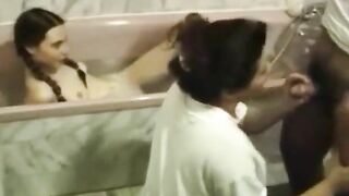 Bathing daughter watches mommy do the kinkiest incest activities big time