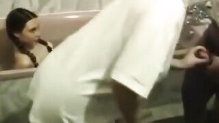 Bathing daughter watches mommy do the kinkiest incest activities big time