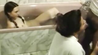 Bathing daughter watches mommy do the kinkiest incest activities big time