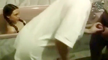 Bathing daughter watches mommy do the kinkiest incest activities big time