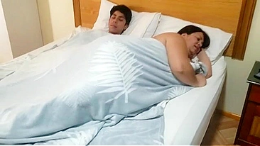 Fat mom is going to let her young boy fuck her sideways for funsies