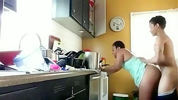 Big booty momma is happy to get fucked from behind by her sexy son