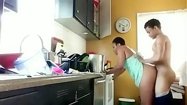 Big booty momma is happy to get fucked from behind by her sexy son