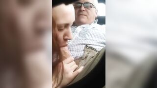 Voluptuous teen is going to blow her daddy in public just because