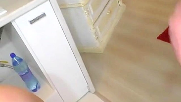 Mommy pulls down her red panties to let her son fuck her opening deep