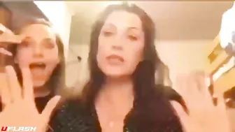 Mom and daughter in a taboo incest flashing scene with hot teasing