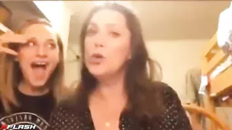 Mom and daughter in a taboo incest flashing scene with hot teasing