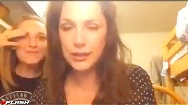 Mom and daughter in a taboo incest flashing scene with hot teasing