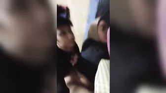 She has her boobs on display of as he fucks her tight little pussy