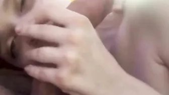 Daughter works on daddy's dick in a taboo blowjob scene with orgasms