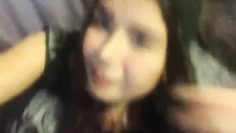 Gorgeous, thin, brunette records daddy's dicking in a selfie style vid