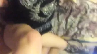 Gorgeous, thin, brunette records daddy's dicking in a selfie style vid