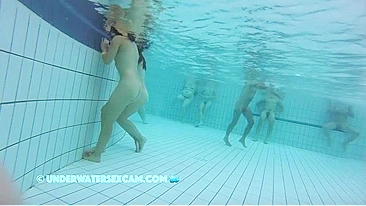 Underwater incest tease from two sisters who show off in the pool