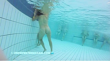 Underwater incest tease from two sisters who show off in the pool