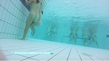 Underwater incest tease from two sisters who show off in the pool