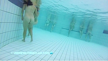 Underwater incest tease from two sisters who show off in the pool